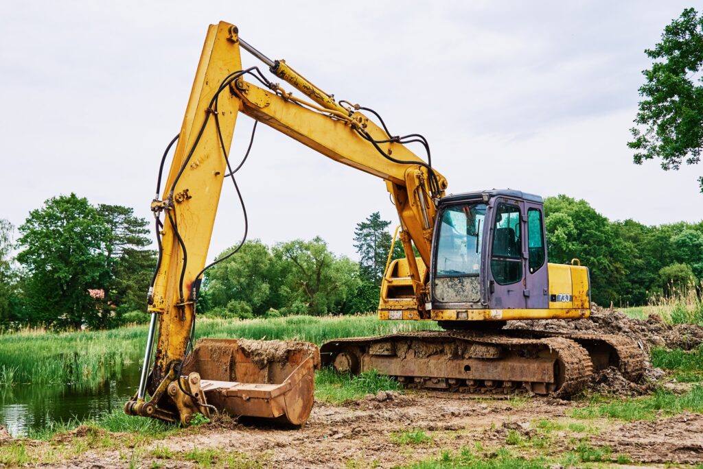 Excavator on construction site